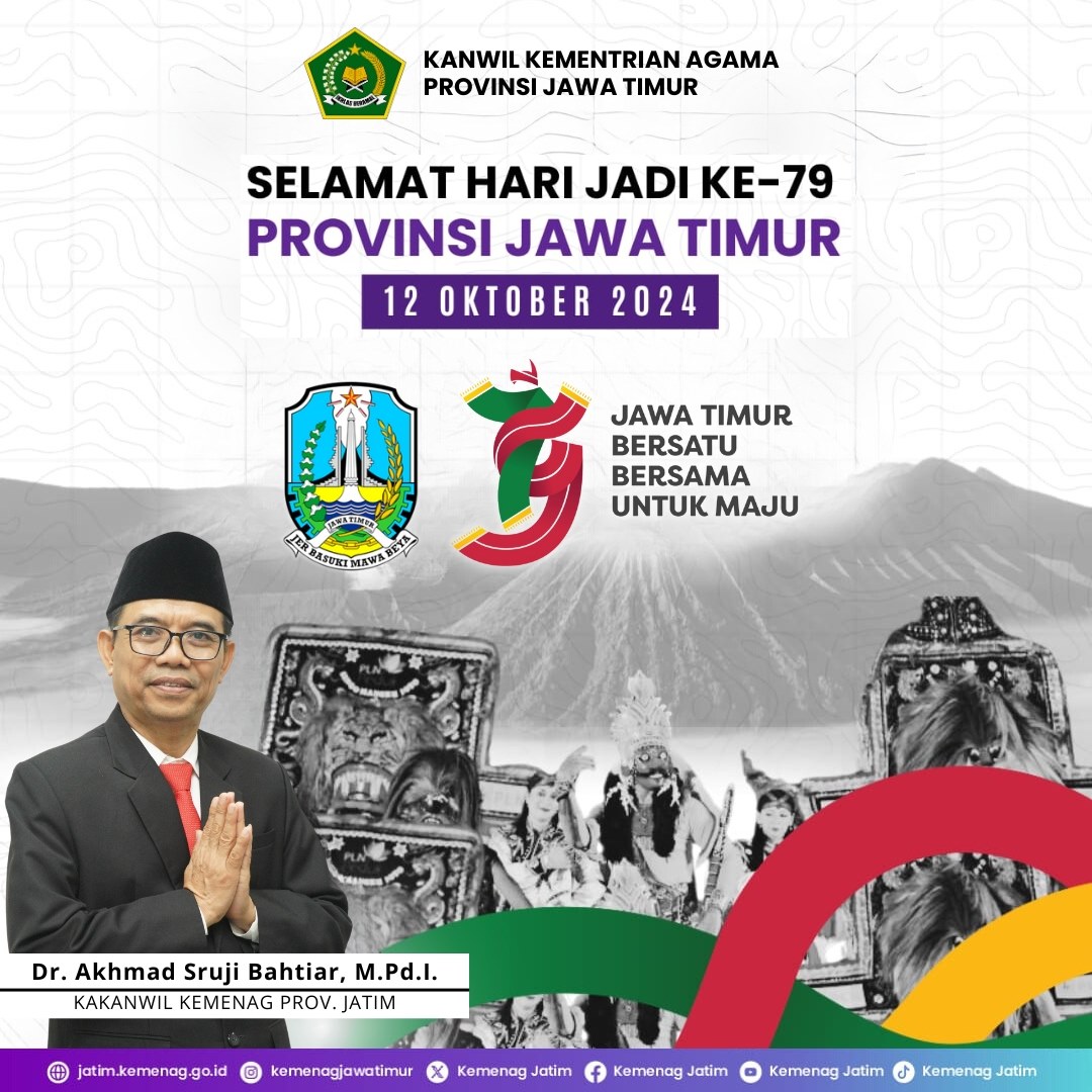 Thumbnail Ucapan Selamat Hari Jadi Provinsi Jawa Timur ke-79 oleh Dr. Akhmad Sruji Bahtiar, M.Pd.I