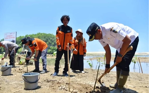 Bupati Resmikan Pemasangan Permabel dan Pembibitan Mangrove