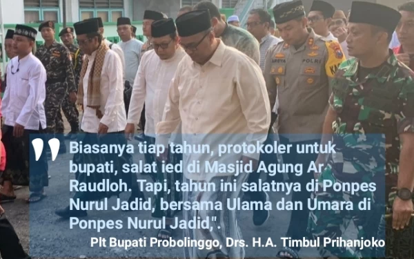 Plt Bupati Probolinggo Dampingi Mahfud MD Salat Ied di Nurul Jadid