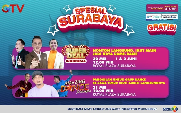 Thumbnail Berita - Serbu Kejutan Berlipat-lipat dari GTV Khusus untuk Arek Suroboyo di Royal Plaza!