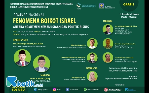 Foto Seminar Nasional “Boikot Israel: Antara Komitmen Kemanusiaan dan Politik Bisnis,” didukung media online nasional  Ketik.co.id. (Foto: Edo Segara G/Ketik.co.id)