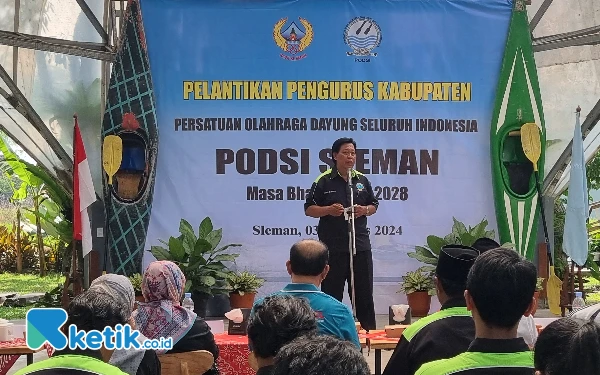 Foto Ketua Umum PODSI Sleman Subardi, saat memaparkan program kerja kedepannya. (Foto: Fajar Rianto /Ketik.co.id)