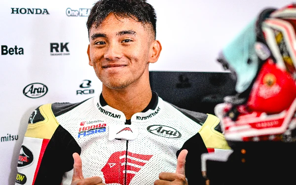 Foto Pembalap Moto2 Honda Team Asia asal Indonesia Mario Suryo Aji pada GP Aragon di sirkuit Motorland, Alcaniz, Spanyol, 31 Agustus 2024. (Foto: Honda Team Asia)