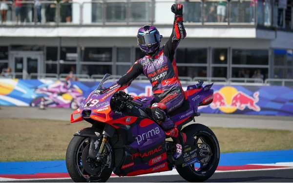 Foto Rider Pramac Ducati Jorge Martin menangi sesi Sprint Race GP San Marino, Sabtu malam 7 September 2024. (Foto: MotoGP.com)