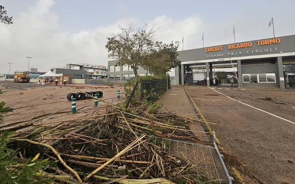 Foto Area pintu masuk venue MotoGP Valencia sirkuit Ricardo Tormo terdampak banjir bandang di Valencia, Spanyol, 30 Oktober 2024. (Foto: ricardotormo.com)