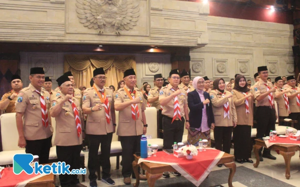 Foto Suasana pada acara Penandatanganan  antara Kwarda  Pramuka Jatim dan FKM Unair (Foto: Safira/Ketik.co.id)