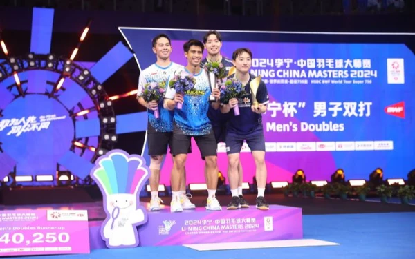 Foto Sabar Karyaman dan Reza Pahlevi naik ke peringkat 11 usai saber runner up di China Master 2024.(Foto: PBSI)