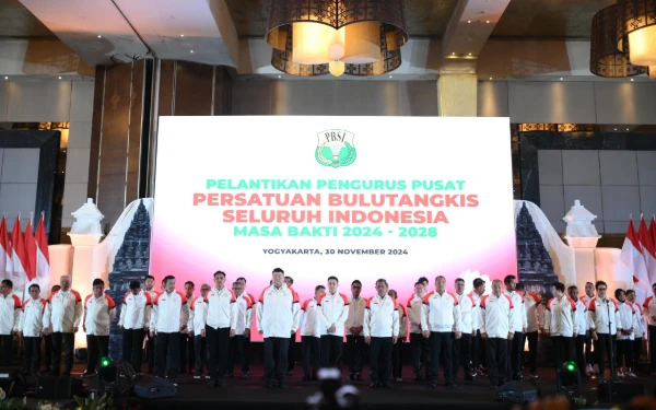 Foto Pelantikan Pengurus PP PBSI 2024-2028 di Hotel Royal Ambarukmo, Yogyakarta, , Sabtu, 30 November 2024. (Foto: PP PBSI)