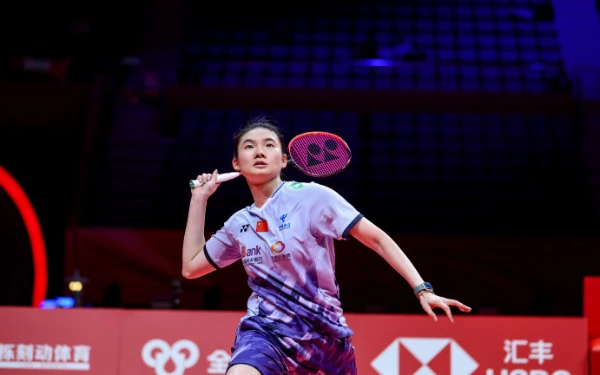 Foto Han Yue, tunggal putri China sabet runner up BWF World Tour Finals 2024 setelah kalah dari Wang Zhi Yi. (Foto: BWF)