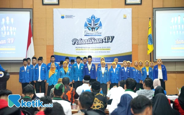 Foto Prosesi pengukuhan PC PMII Pacitan 2024-2025. (Foto: PMII Pacitan for Ketik.co.id)