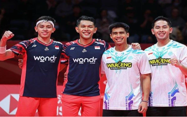 Foto Pasangan ganda putra Indonesia Fajar/Rian dan Sabar/Karyaman mantap maju ke Malaysia Open 2025. (Foto: PBSI)