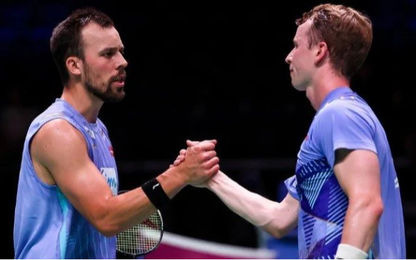 Foto Ganda putra peringkat 1 dunia Kim Astrup/Anders Skaarup Rasmussen. (Foto: BWF)