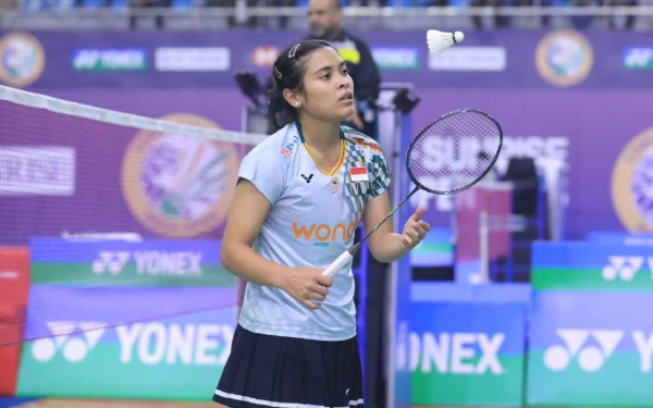 Foto Gregoria Mariska Tunjung melesat ke semifinal India Open 2025. (Foto: PBSI)