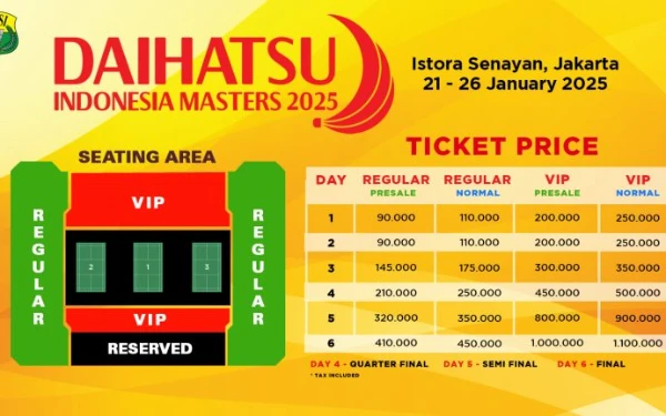 Foto Harga ticket Indonesia Masters 2025. (Foto: PBSI)