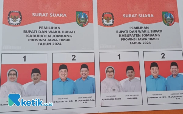 Thumbnail Surat Suara Dicetak, Kemeja Kedua Paslon Pilbup Jombang Bernuansa Pilpres