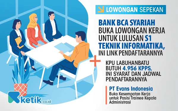 Thumbnail 3 Lowongan Kerja Sepekan: Bank BCA hingga PT Evans Indonesia