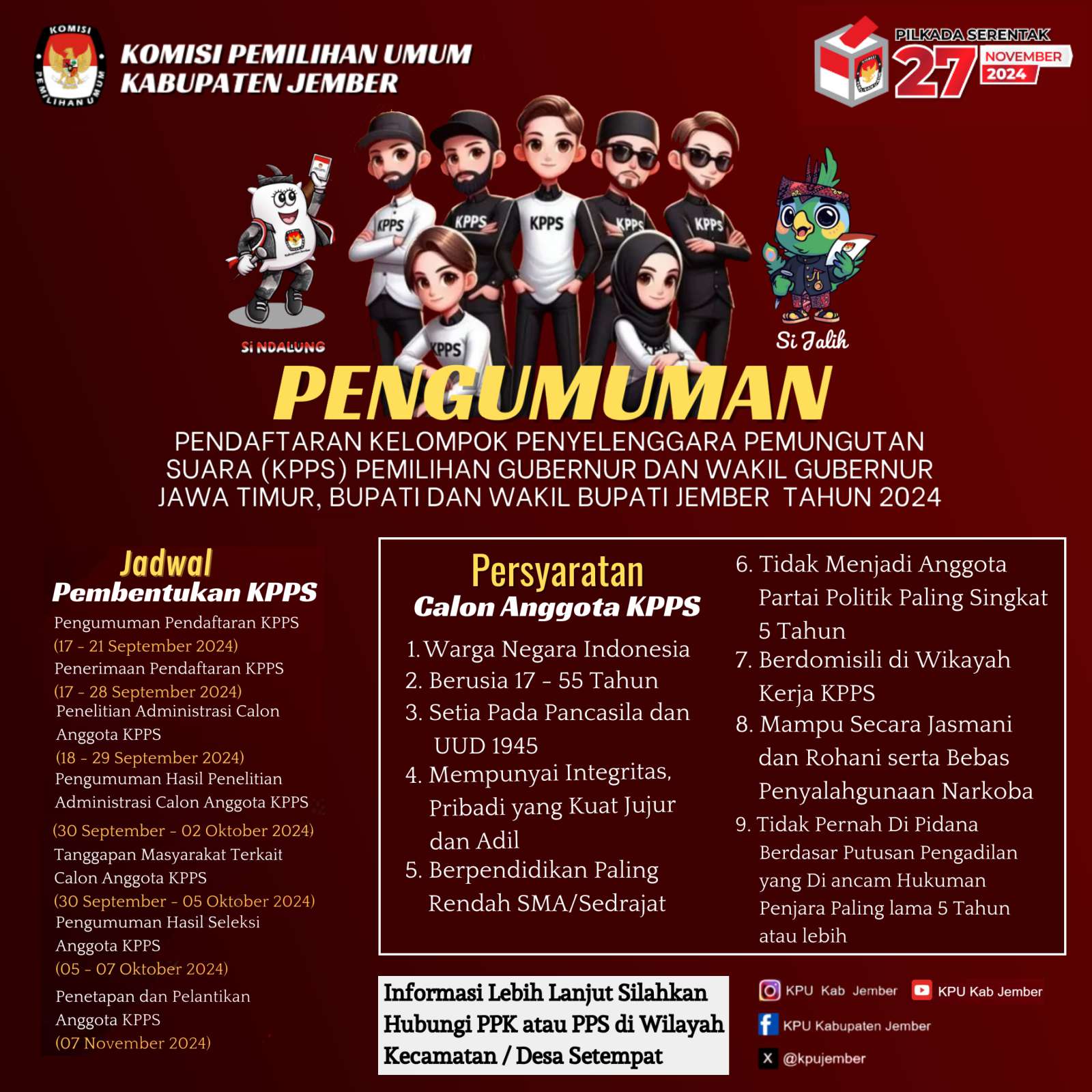 Thumbnail Pengumuman Pendaftaran KPPS Pilkada 2024 - KPU Kab. Jember