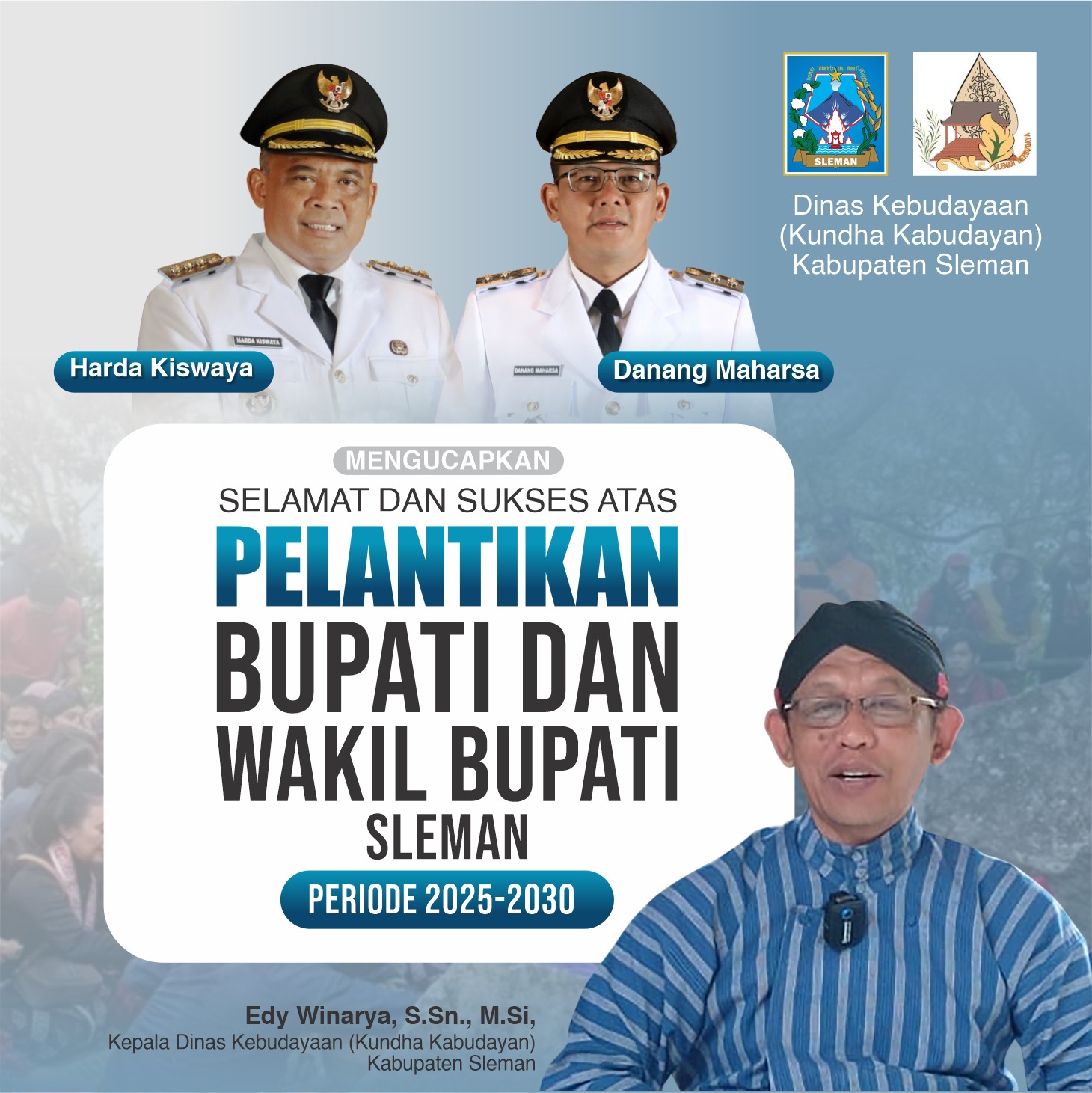 Thumbnail Selamat & Sukses atas dilantiknya Bupati dan Wabup Kab. Sleman Periode 2025-2030 Edy Winarya, S.Sn., M.Si