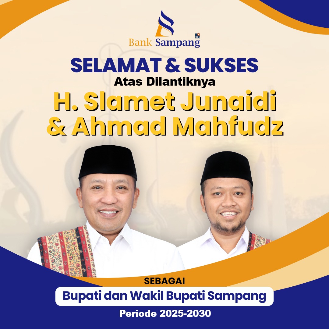 Thumbnail Ucapat Selamat & Sukses atas Terpilihnya H. Slamet Junaidi dan Ahmad Mahfudz sebagai Bupati dan Wabup Kab. Sampang 2024-2029 oleh Bank Sampang