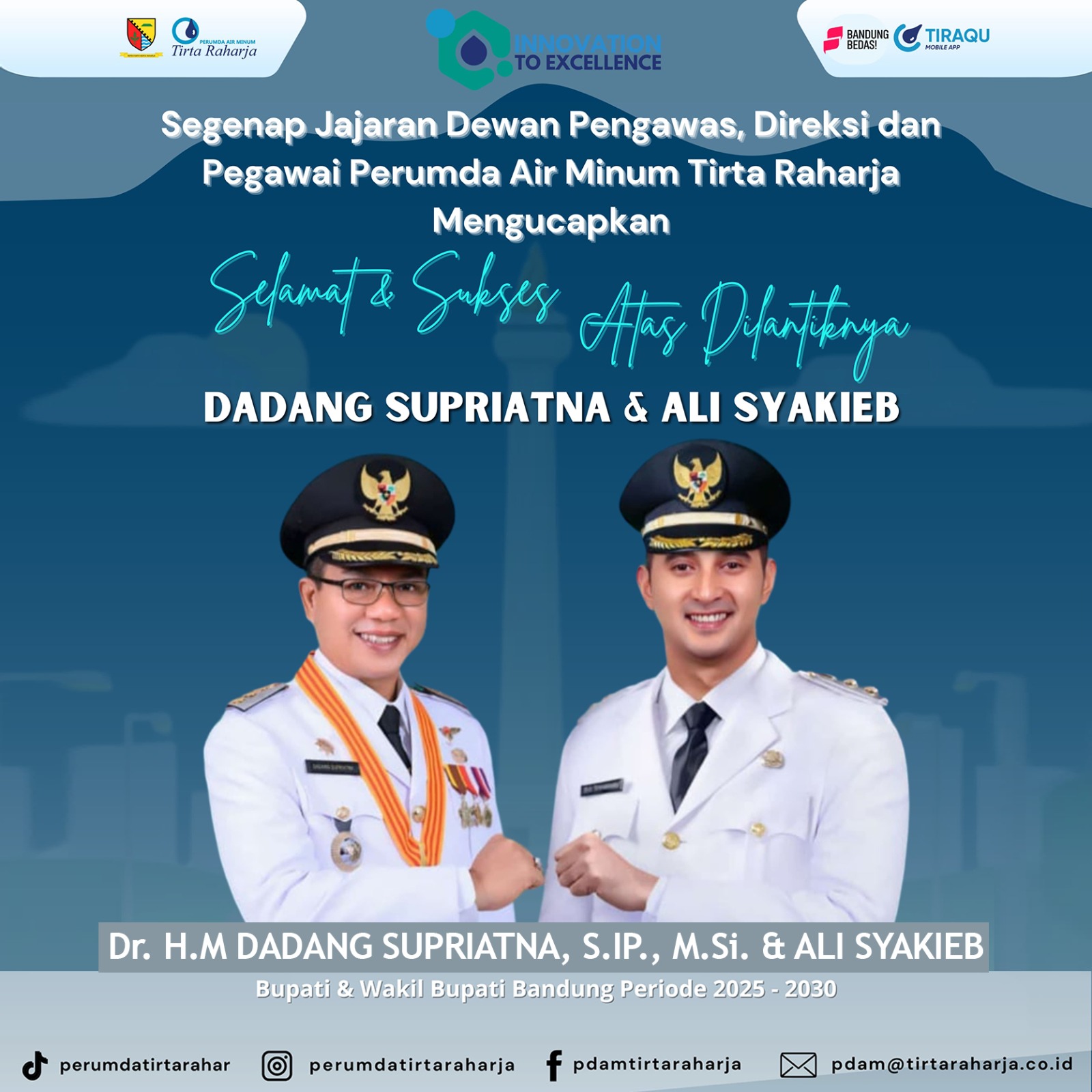 Thumbnail Selamat & Sukses atas dilantiknya Bupati dan Wakil Bupati Bandung Periode 2025-2030 oleh Perumda Air Minum Tirta Raharja