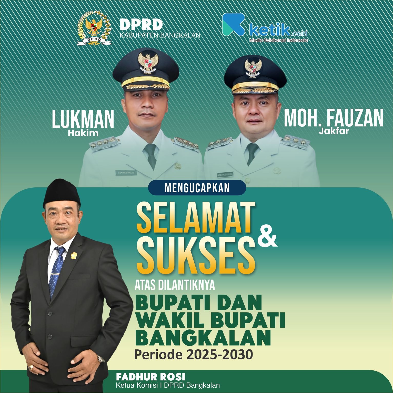 Thumbnail Selamat & Sukses atas dilantiknya Bupati dan Wakil Bupati Bangkalan Periode 2025-2030 oleh Fadhur Rosi DPRD Bangkalan