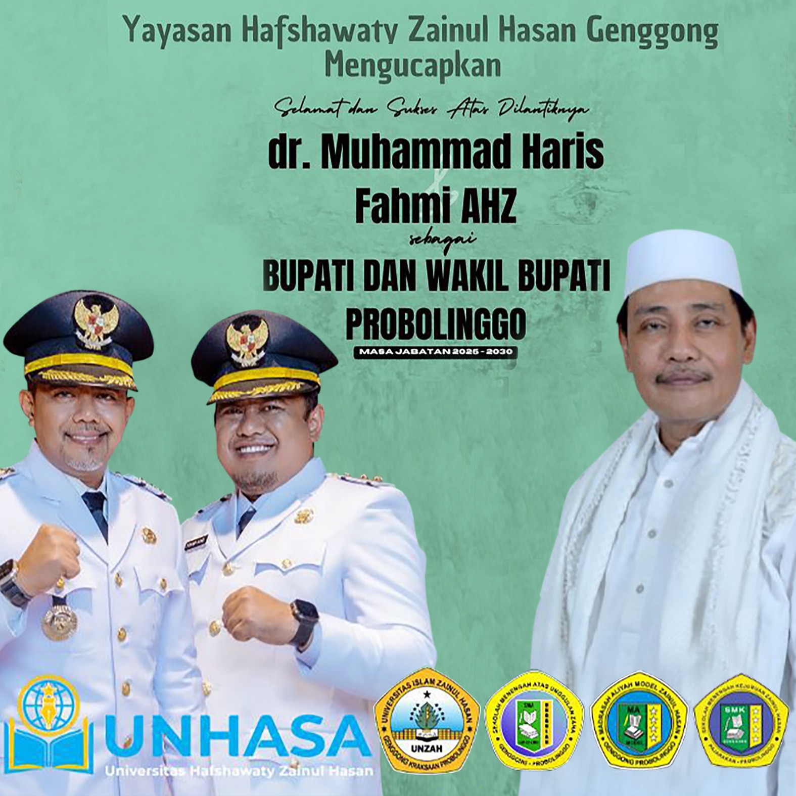 Selamat & Sukses atas dilantiknya Bupati dan Wakil Bupati Probolinggo Periode 2025-2030 oleh Yayasan Hafshawaty Zainul Hasan Genggong