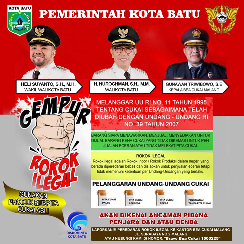 Ayo Gempur Rokok Ilegal! Gunakan Produk Berpita Cukai Asli - Pemerintah Kota Batu