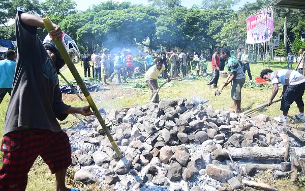 Foto Tradisi bakar batu saat Natal di Papua. (Foto: dok. Indonesia. Travel)