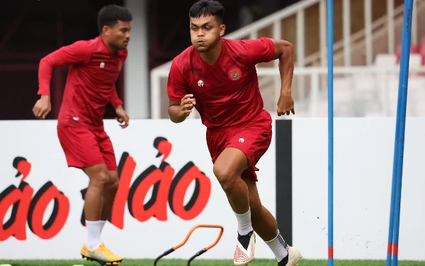 Foto Suasana latihan timnas Indonesia di Stadion GBK (28/12). (Foto: Twitter PSSI)