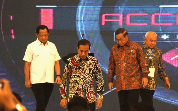 Foto Jokowi saat membuka Rakernas APPSI 2023 (23/02) di Balikpapan. (Foto: Humas Setkab/Dindha)