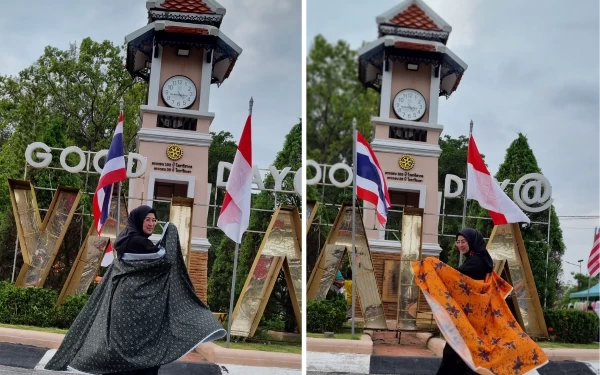 Foto Delegasi asal Kab Bandung membawa Batik Kina di Festival Melayu Day 2023 Thailand.(Foto:KBCH)