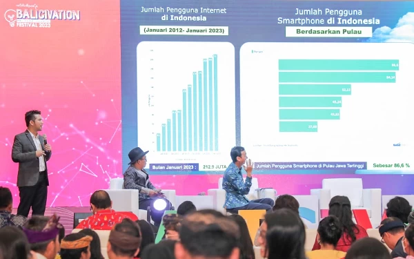 Foto Emil Elistianto Dardak saat menyampaikan materi di Bali Digital Innovation festival 2023.(Foto:Humas Pemprov Jatim)