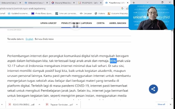 Foto Data dari Unicef. (Foto: Tangkapan Layar Zoom)