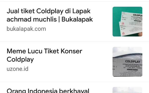 Foto Foto pertama dalam bahan meme tiket konser Coldplay di Alun-alun Ngawi Berasal dari salah satu platform jual beli/Screenshot