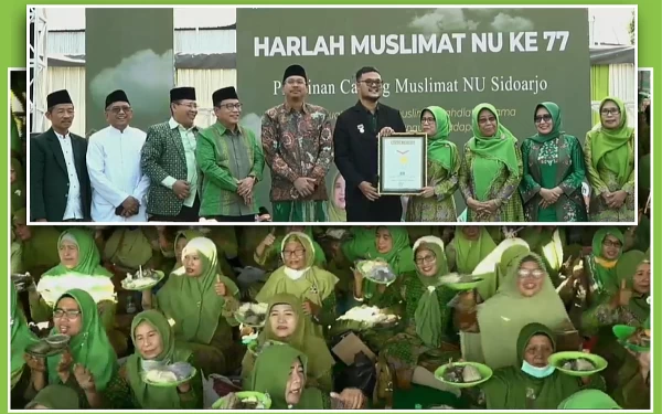 Thumbnail Berita - Pecahkan Rekor MURI, 13 Ribu Anggota Muslimat NU Sidoarjo Makan Lontong Kupang Bareng