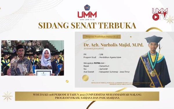 Foto Nurholis Majid saat wisuda Program Doktoral UMM.