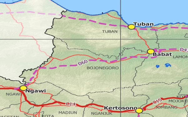 Foto Peta Pembangunan Ruas Tol Ngawi Bojonegoro Tuban atau Ngaroban yang Direncanakan Mulai Tahun Depan. (Foto:SimpulKBPU Kementerian PUPR)