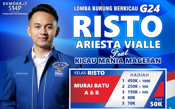 Foto Lomba burung kicau kolaborasi Risto Ariesta Vialle bersama Komunitas Kicau Mania Magetan.