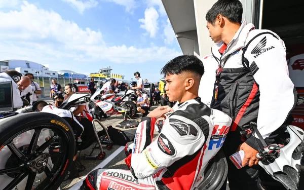 Foto Mario Aji di sirkuit Sachsenring, (18/6/2023). (Foto: Honda Team Asia)