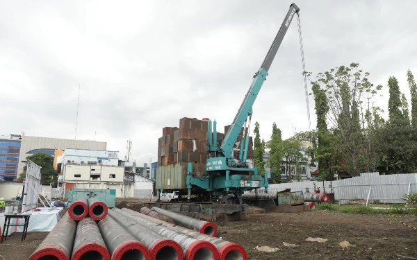 Foto Pembangunan GPT RSUD Sidoarjo mulai dilakukan Sabtu (9/7/2023) dan ditarget selesai akhir Desember 2023. (Foto: Kominfo Sidoarjo)