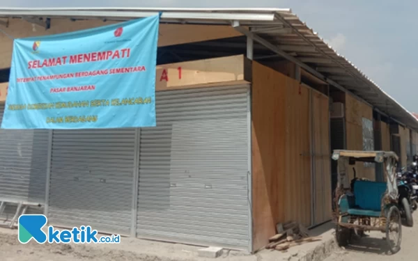 Foto Tempat Penampungan Berjualan Sementara Pasar Banjaran. (Footo:Iwa/Ketik.co.id)