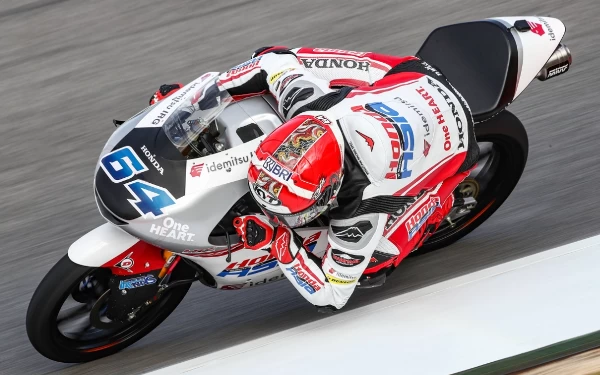 Foto Mario Aji saat tampil di Moto3 2023. (Foto: Honda Team Asia)