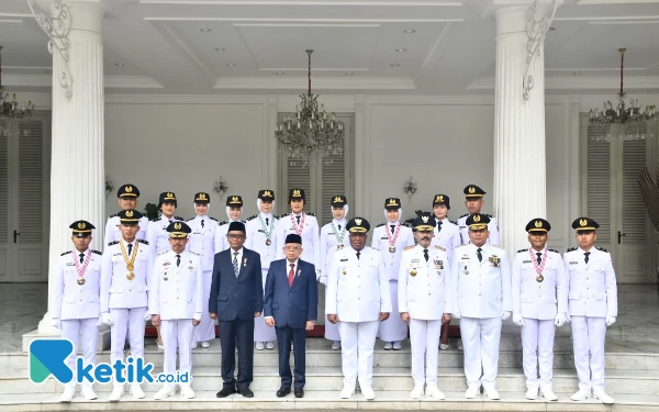 Foto Wapres Ma’ruf Amin saat melantik 1.627 orang Pamong Praja Muda lulusan IPDN angkatan XXX tahun 2023 di Istana Wapres, Kamis (27/7/23). (Foto:IPDN)