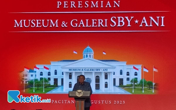 Foto Presiden Republik Indonesia ke-6 Susilo Bambang Yudhoyono saat memberikan sambutan. (Foto: Al Ahmadi/Ketik.co.id)