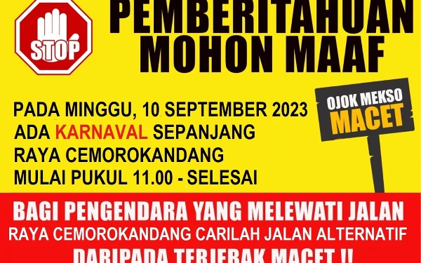 Thumbnail Berita - Tutup Total! Hindari Jalan Raya Cemorokandang Malang Besok 10 September