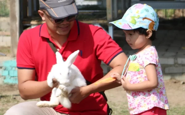 Foto Anak-anak saat bermain dengan kelinci di Mini Zoo Sui Farm. (Foto: Instagram @suifarmmalang)