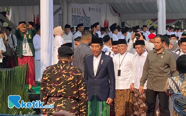 Thumbnail Presiden Jokowi, Prabowo, Yenny Wachid hingga Erick Thohir Hadiri Upacara Hari Santri 2023