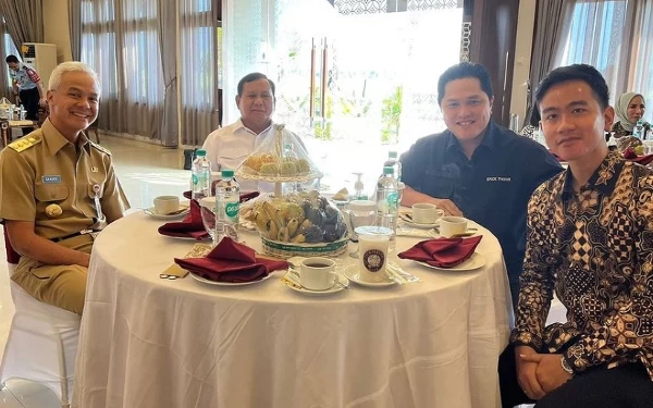 Foto Prabowo Subianto, Gibran Rakabuming, Erick Thohir, dan Ganjar Pranowo. (Foto: IG Erick Thohir)