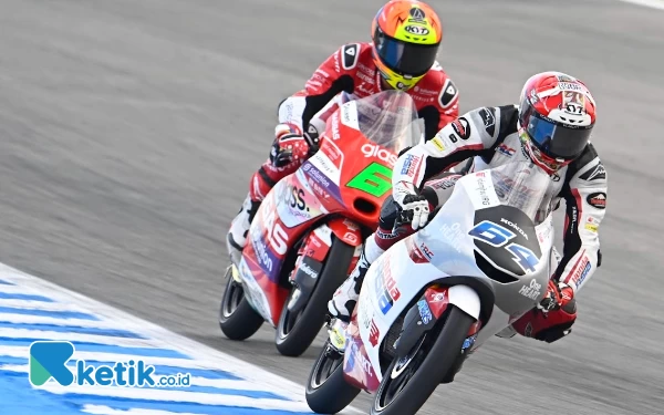 Foto Mario Aji saat tampil di salah satu seri Moto3 2023. (Foto: Dok.Ketik.co.id)