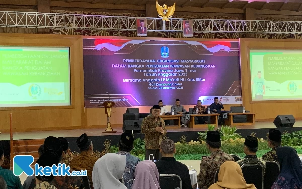 Foto Kegiatan sosialisasi bersama Gus Tamim di Hall Kampung Coklat Blitar, Selasa, (5/12/2023) (foto: Favan/ketik.co.id)